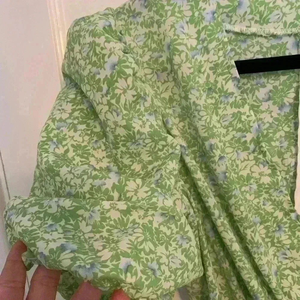 Nasty Gal Green and White Floral Romper, Womens Size 6 boho festival concertcore - Picture 3 of 12